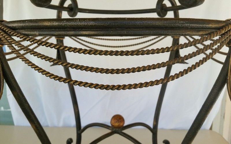 VTG Circular Solid Iron-Ornamental Accent Table☆Gilt Rope &Tassel☆Scroll Design gallery