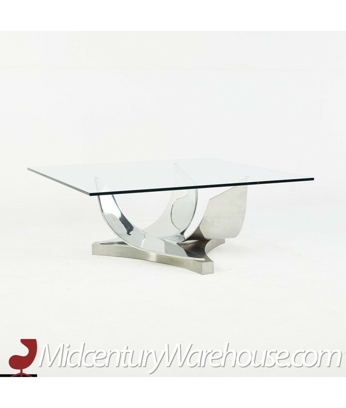 Ron Seff Polished Chrome, Stainless Steel and Glass Coffee Table gallery