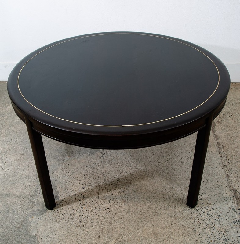 Mid Century Modern Dining Table Card Walnut Round Custom Vintage Brass Gold Mcm gallery