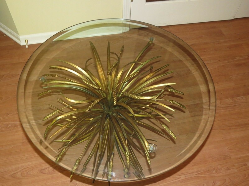 Vintage Wheat Sheaf Coffee Side Table Gold Gilt Hollywood Regency Mid Century