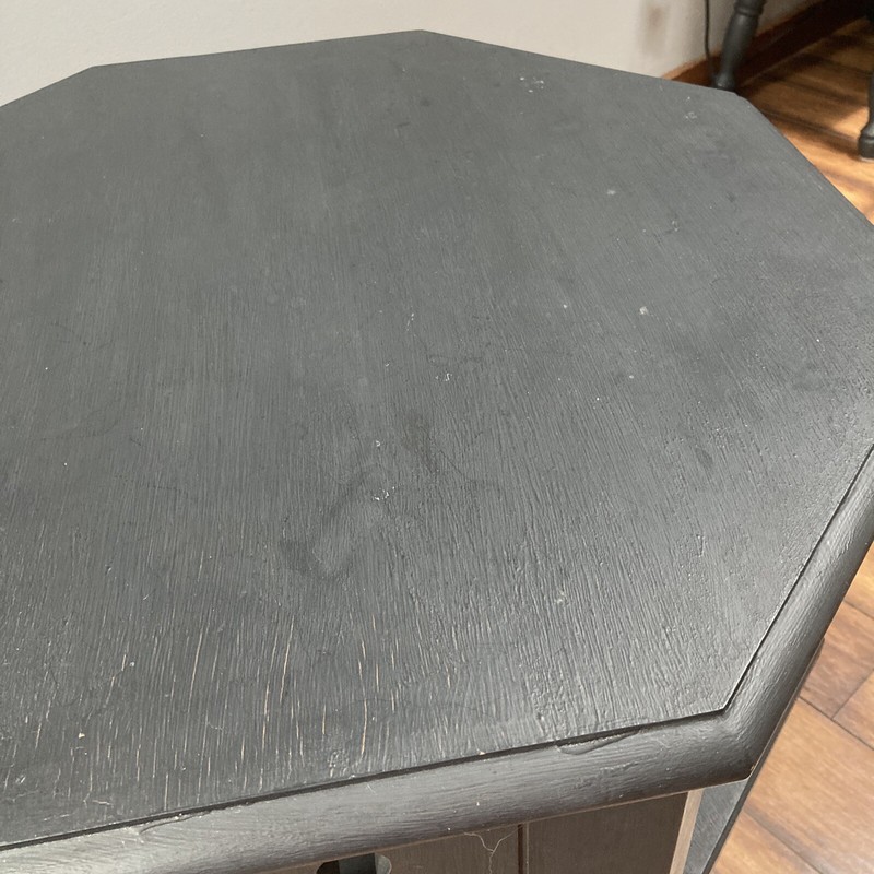 TELL CITY OCTAGON MAPLE SWIVEL SIDE TABLE Coffee Table Refinished Black VINTAGE gallery