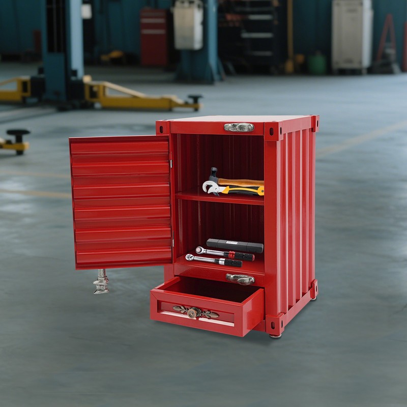 Industrial Metal Container Side Table Side Table with Drawer Container Cabinet gallery