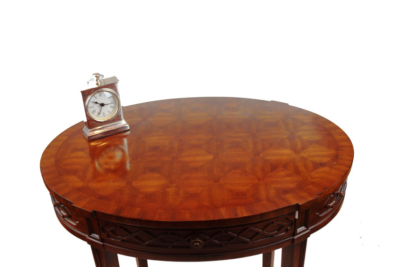 Regency Finished Mahogany and Parquetry Oval Occasional Table gallery