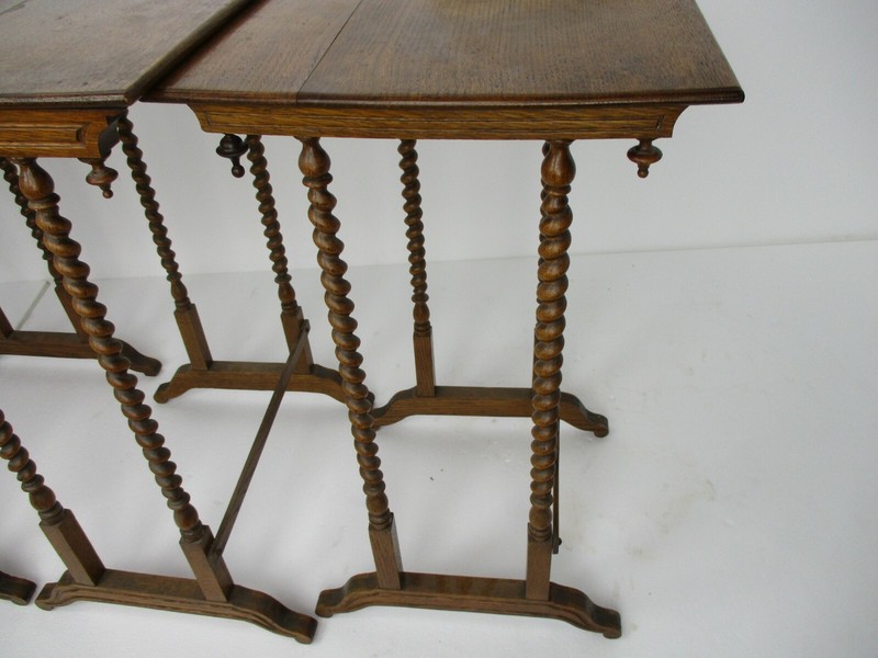 Antique Exceptional Barley Twist Nesting Stacking Side Tables set of 5 Edwardian gallery