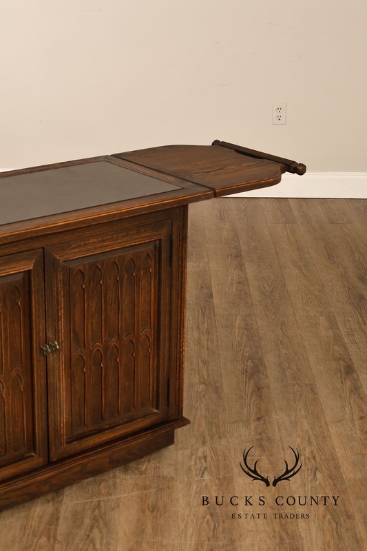 Jamestown Lounge Co. Gothic Revival Vintage Oak Drop-Leaf Server gallery