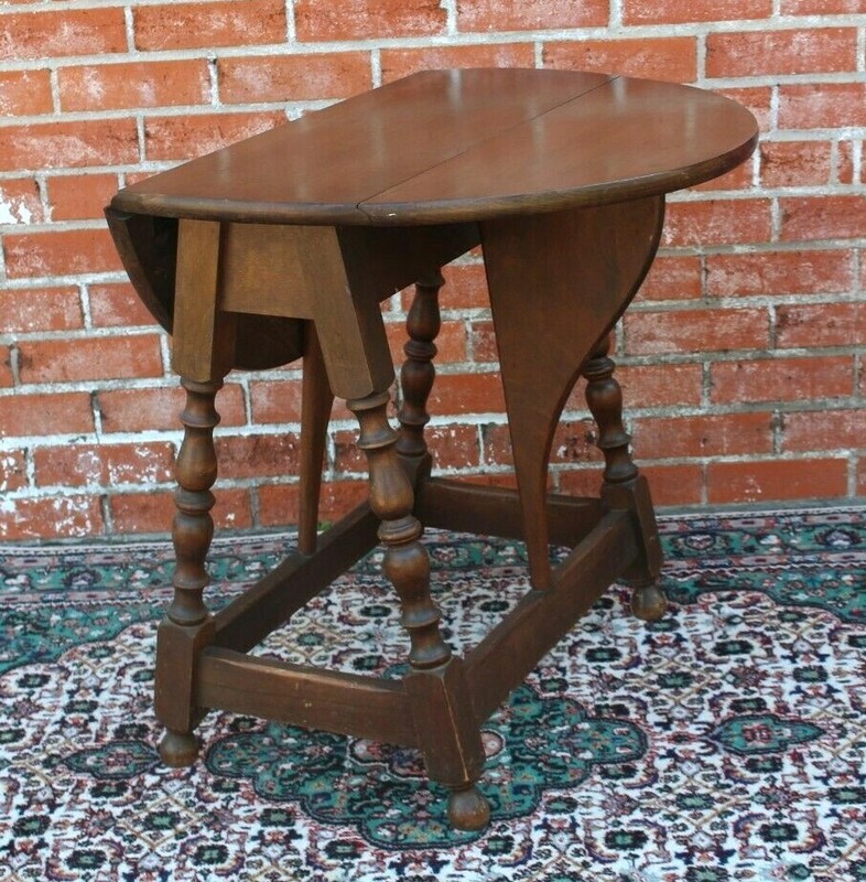 English Antique Oak Small Drop Leaf Table | Living Room Furniture gallery