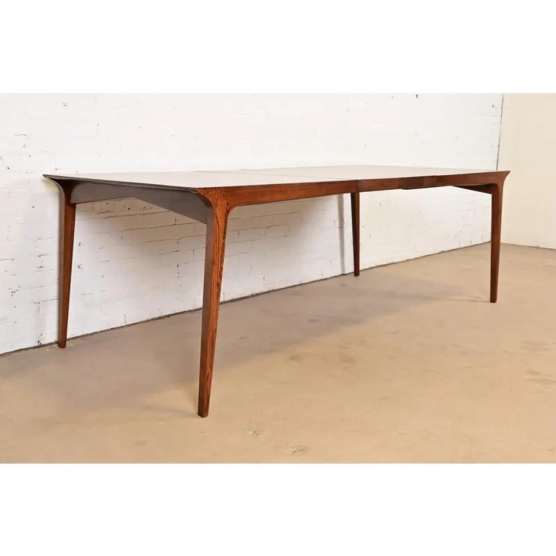 John Van Koert Mid-Century Modern Extension Dining Table, Newly Refinished gallery