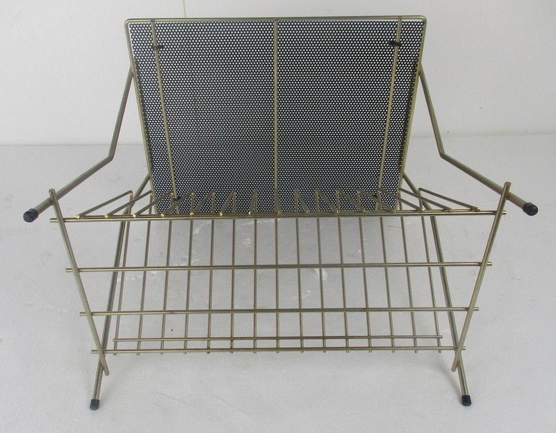 Atomic Perforated Wire Iron Cart Trolley Music Albums Side Table Mid Century M gallery