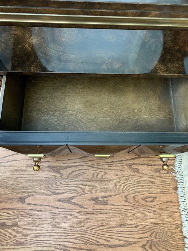 BERNHARD ROHNE For MASTERCRAFT Burl Wood Table w/Glass Insert gallery