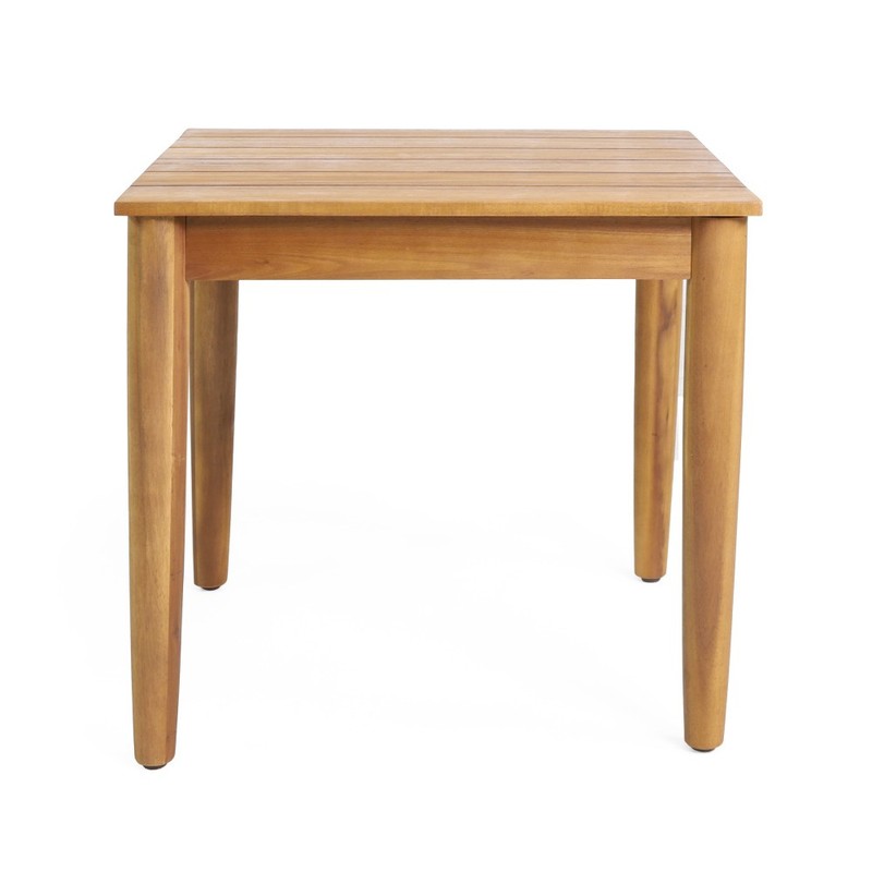 Rustic Teak Finish Acacia Wood Slat Top Side Table 20x20x18.25 Inch gallery