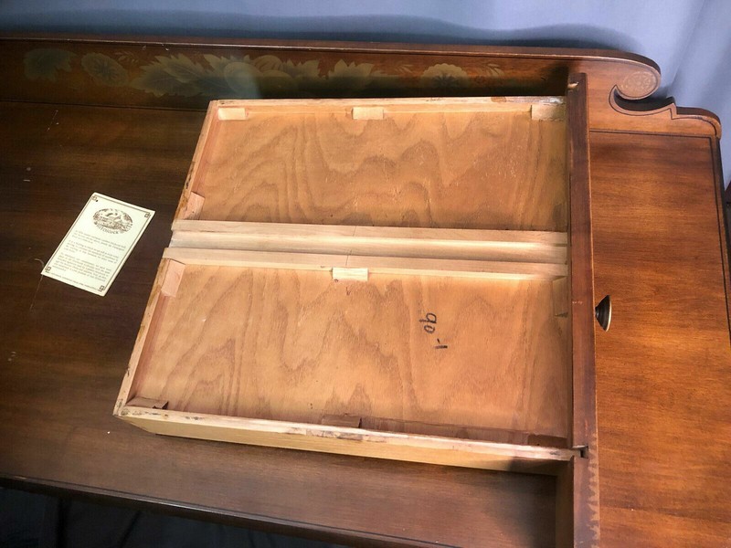 Lambert Hitchcock Federal Style Two Drawer Wood Writing Desk Mid 20th Century gallery