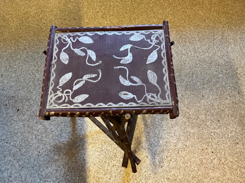 Antique Adirondack Twig Table Early 20th Century 22 by 10 by 12 inches
