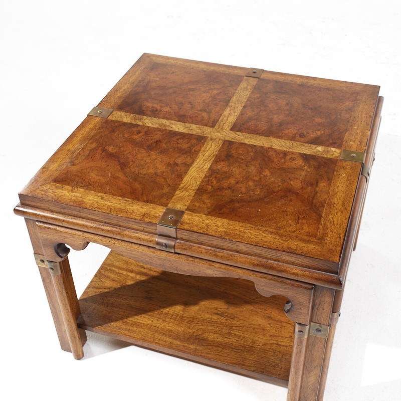 Drexel Contemporary Brass and Walnut Square Side End Table gallery