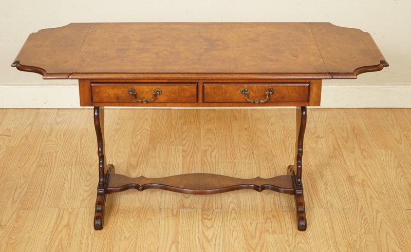 LOVELY BEVAN AND FUNNELL BURR WALNUT EXTENDING DROPLEAF SIDE END TABLE gallery