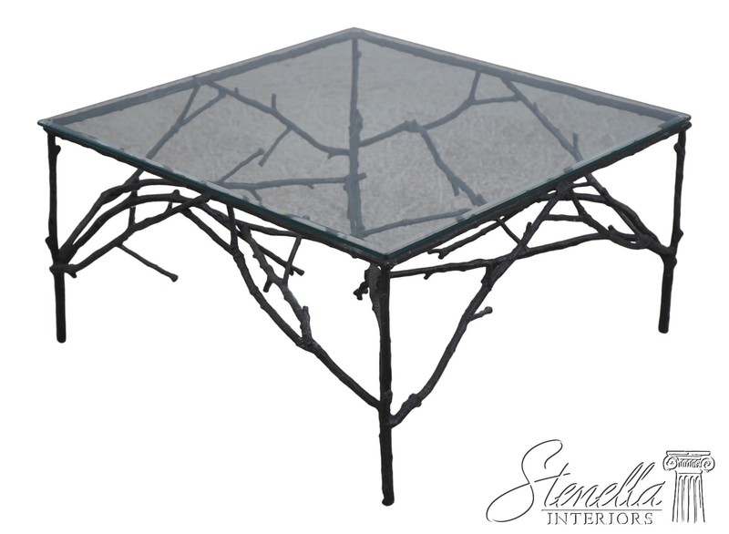 72554: Modern Design Branch Form Iron And Glass Coffee Table