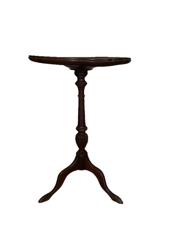 Antique English Tilt-Top Round Table Carved Mahogany Game Mahjong Wine c1890 gallery