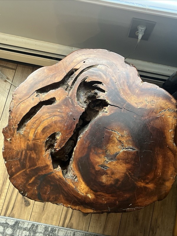 Vintage 60s-70s PAIR Mid Century Mod End Table Burl wood Entire Stump
