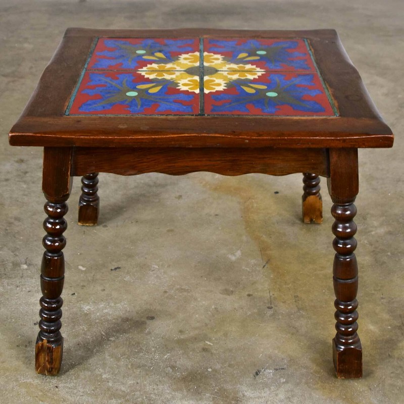 Catalina California or Mission Arts & Crafts Style Spanish Tile Top Side Table gallery