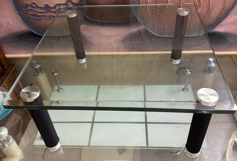 Postmodern Glass End Tables Manner of Leon Rosen for Pace
