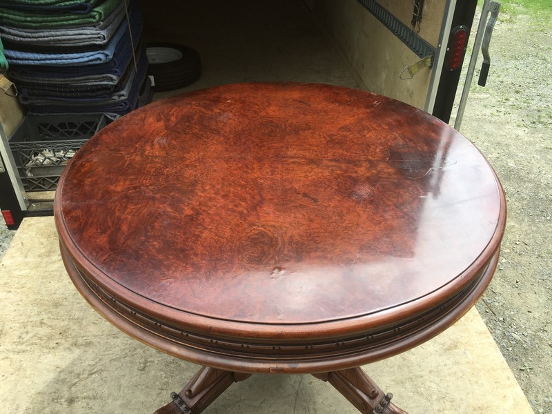 WALNUT AND BURL CARVED GRIFFIN TABLE, BARDWELL,ANDERSON & CO. BOSTON gallery