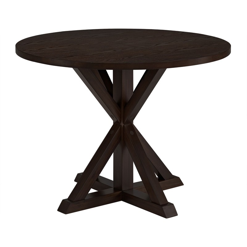ROME + OAK Spier 40″ Modern Farmhouse Pedestal Round Dining Table, Dark Brown