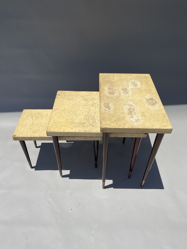 PAUL FRANKL CORK TOP NESTING TABLES ANTIQUE VINTAGE MODERN ART DECO TABLE 1940s gallery