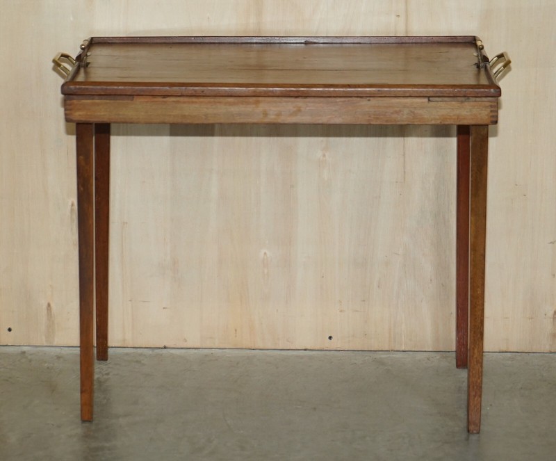 Fine Gillows Attributed Antique Victorian Folding Butlers Campaign Tray Table gallery