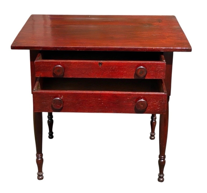Antique Pennsylvania Pine Work Table with Heart Shaped Escutcheon gallery