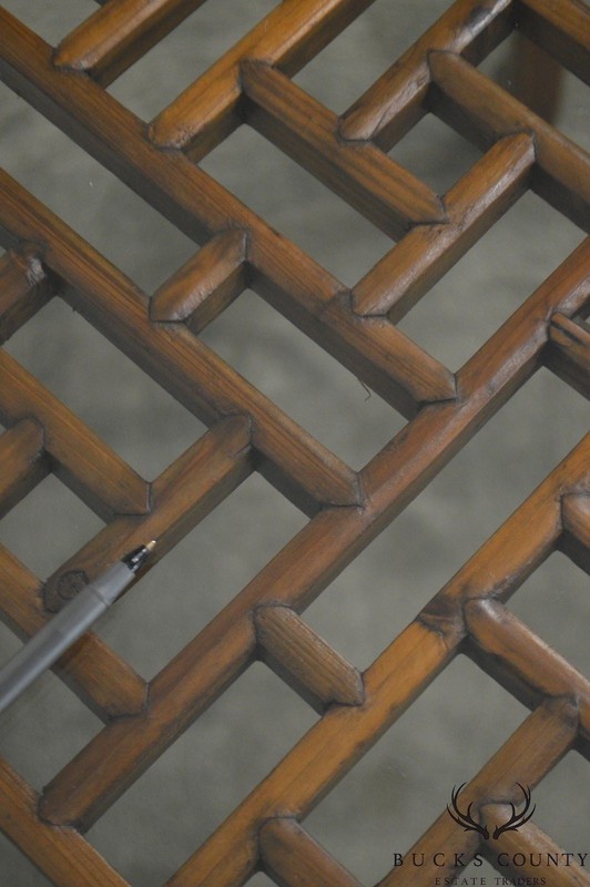 Vintage Chinese Lattice Work Table with Glass Top gallery