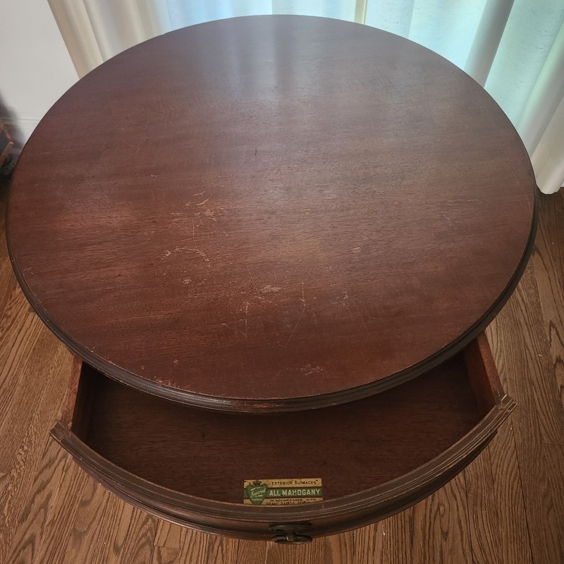 Vintage Round Mahogany Pedestal Side Table gallery