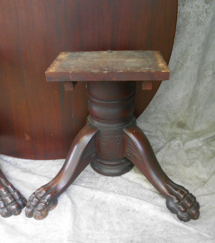 ANTIQUE SOLID MAHOGANY CLAW FOOT EXTENSION DINING TABLE~4 LEAVES