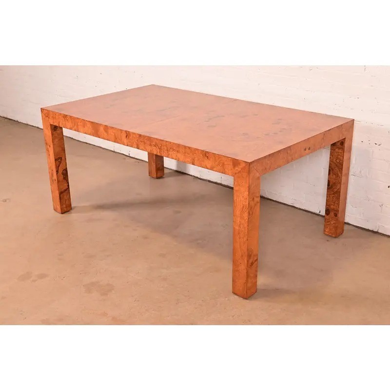 Milo Baughman Mid-Century Modern Burlwood Dining Table, Newly Refinished gallery