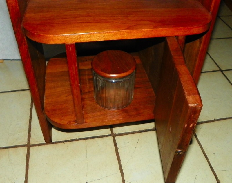 Mid Century Solid Walnut Smoke Stand / Humidor with 4 Pipe Holder (SS-13) gallery