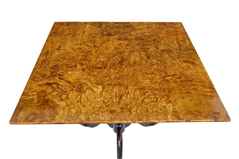 19TH CENTURY SWEDISH ALDER ROOT SQUARE TILT TOP TABLE gallery