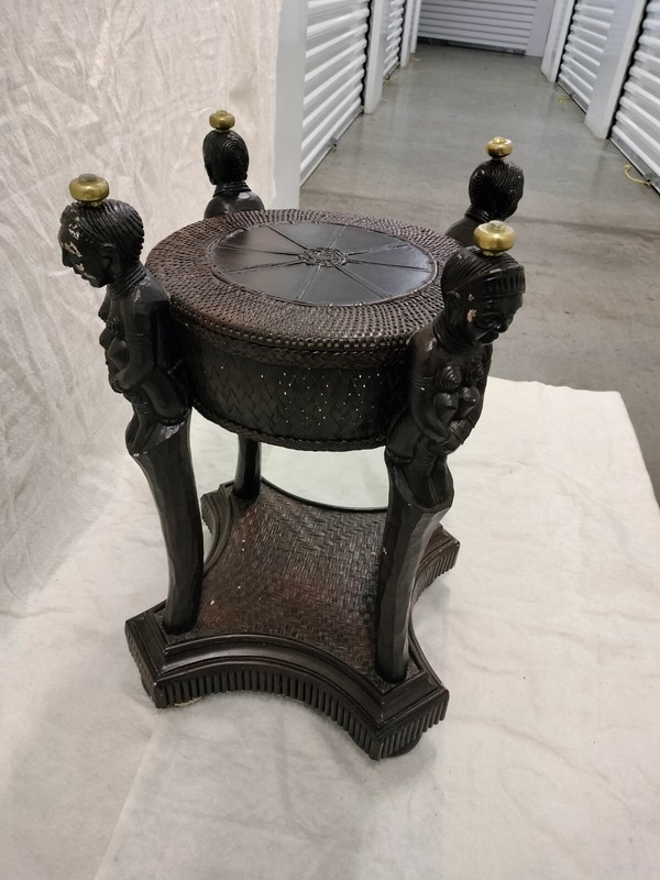 Mid 20th Century Wood Hand Carved Colonial Tribal Side Table From The Congo... gallery