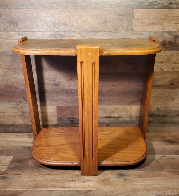 Vintage Mid Century Art Deco Open Bookcase Shelf Table Half Moon Curved