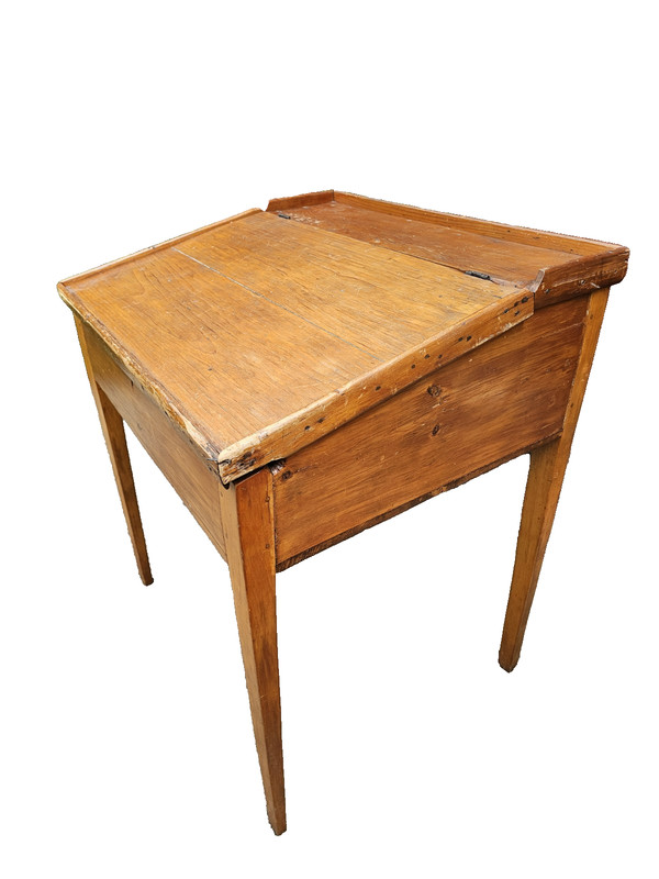 ANTIQUE PINE SLANT TOP DESK AMERICAN PRIMITIVE FLIP STORAGE WORK PLANTATION DESK