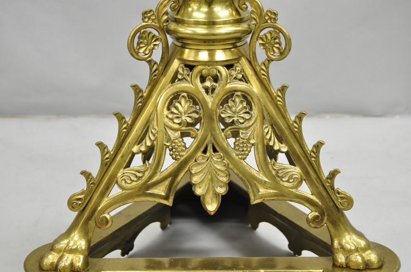 French Empire Renaissance Bronze Paw Foot Pedestal Base Round Glass Coffee Table gallery
