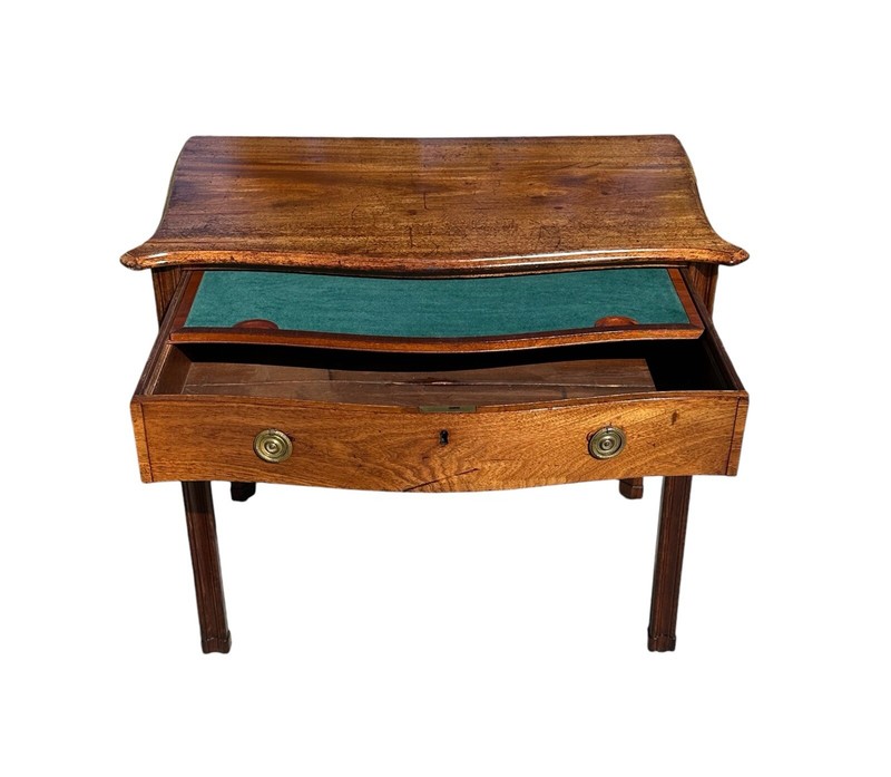 LATE 19TH CENTURY ANTIQUE GEORGE III STYLE MAHOGANY SERPENTINE ARCHITECT'S TABLE gallery