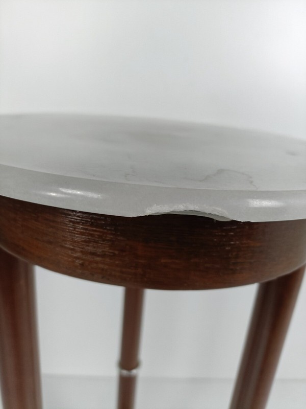 Vintage Pedestal Plant Stand side table Column Brass trims Marble Top wood Beaut gallery