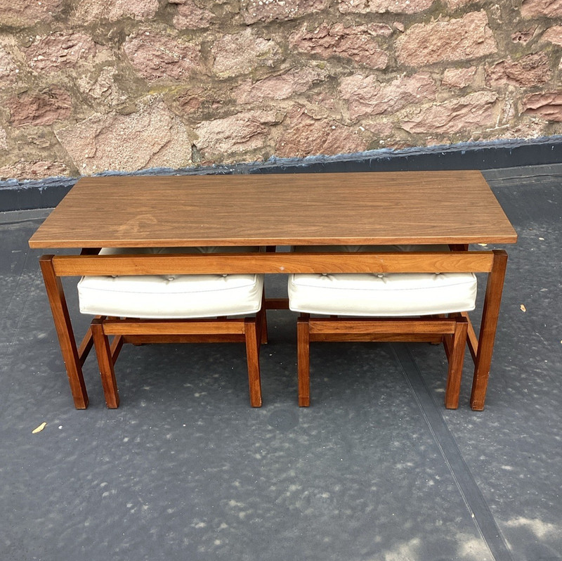 Mid-Century JENS RISOM for Lapine-Snyder Walnut Low Table w/ Matching Stools gallery
