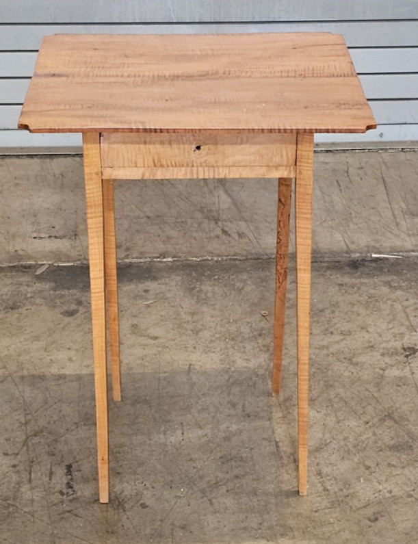 Antique Tiger Maple Federal Style Single Drawer Occasional Table Bench Made gallery