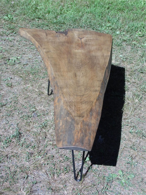 Vintage Rustic Organic Wood Tree Slab Iron Hairpin Leg Cocktail Coffee Table gallery