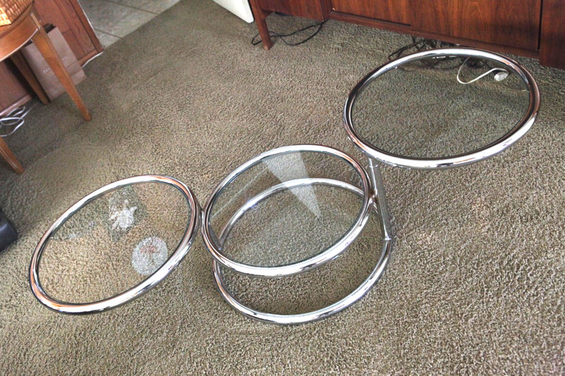 Vintage Milo Baughman 'DIA' (Signed) Three-Tier Chrome Swivel Coffee Table, NICE gallery