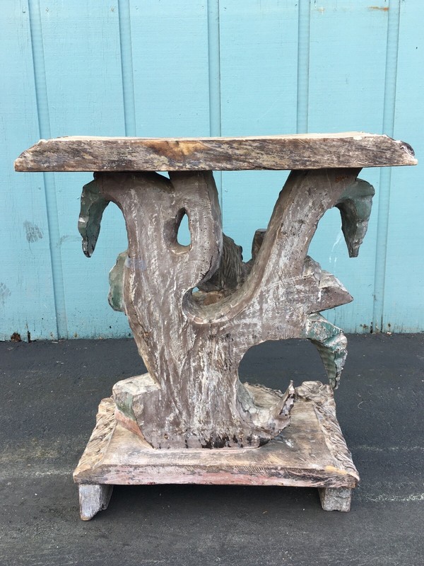 Antique Mexican Side Table Console Bacchus Wine Grapes Vineyard Early California gallery