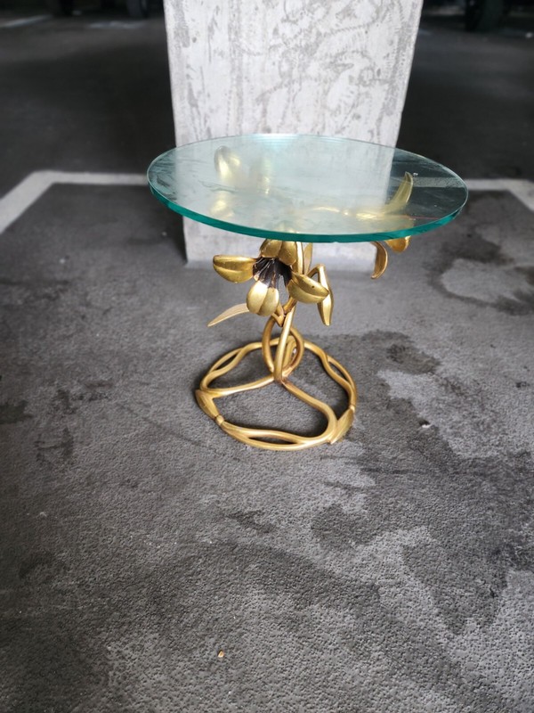 1970's Gilt Aluminum Poppy Table gallery