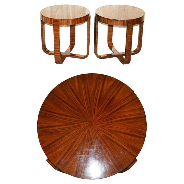 PAIR OF RALPH LAUREN SINGLE DRAWER ROUND MACASSAR TABLE SIDE OCCASIONAL TABLES