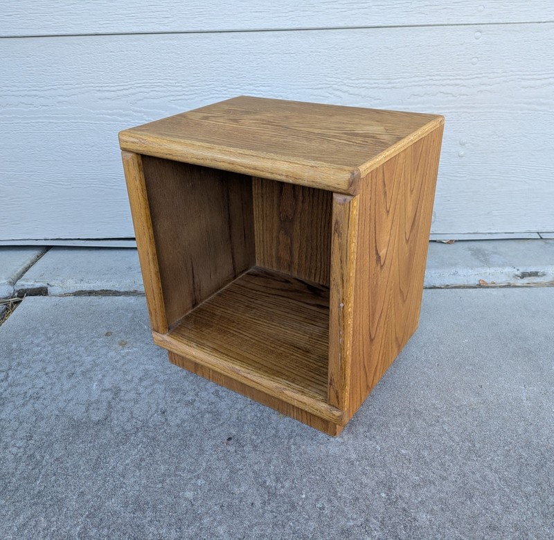 Vintage Rustic Country Oak Wood Table w Cubby/Curio Open Cube Box Shelf K53 gallery