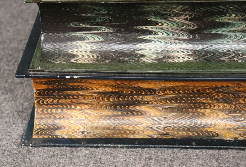 Italian Painted Tole Metal End Table Styled after Historic Literature Books gallery