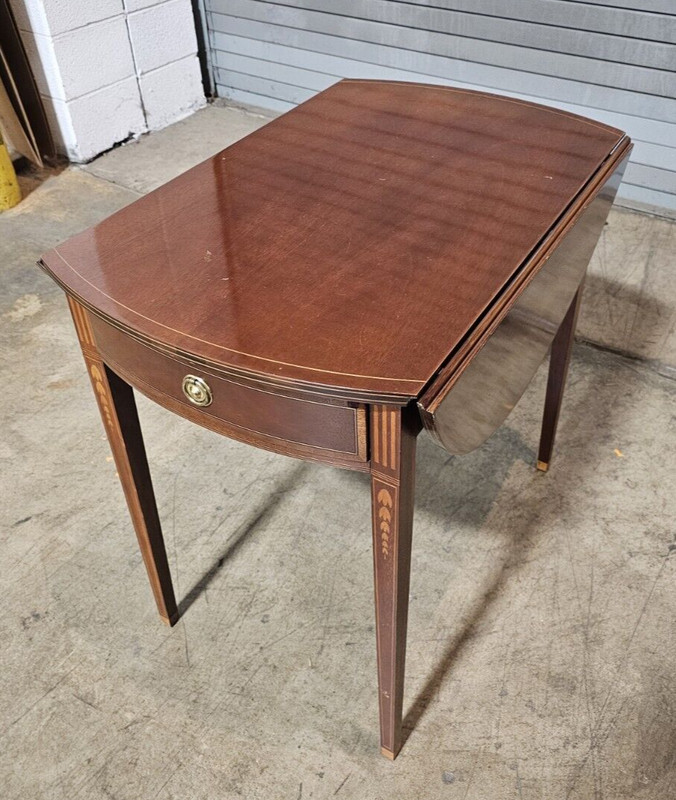 Baker Furniture Mahogany Pembroke Table Drop Leaf Table Bellflower Inlays gallery